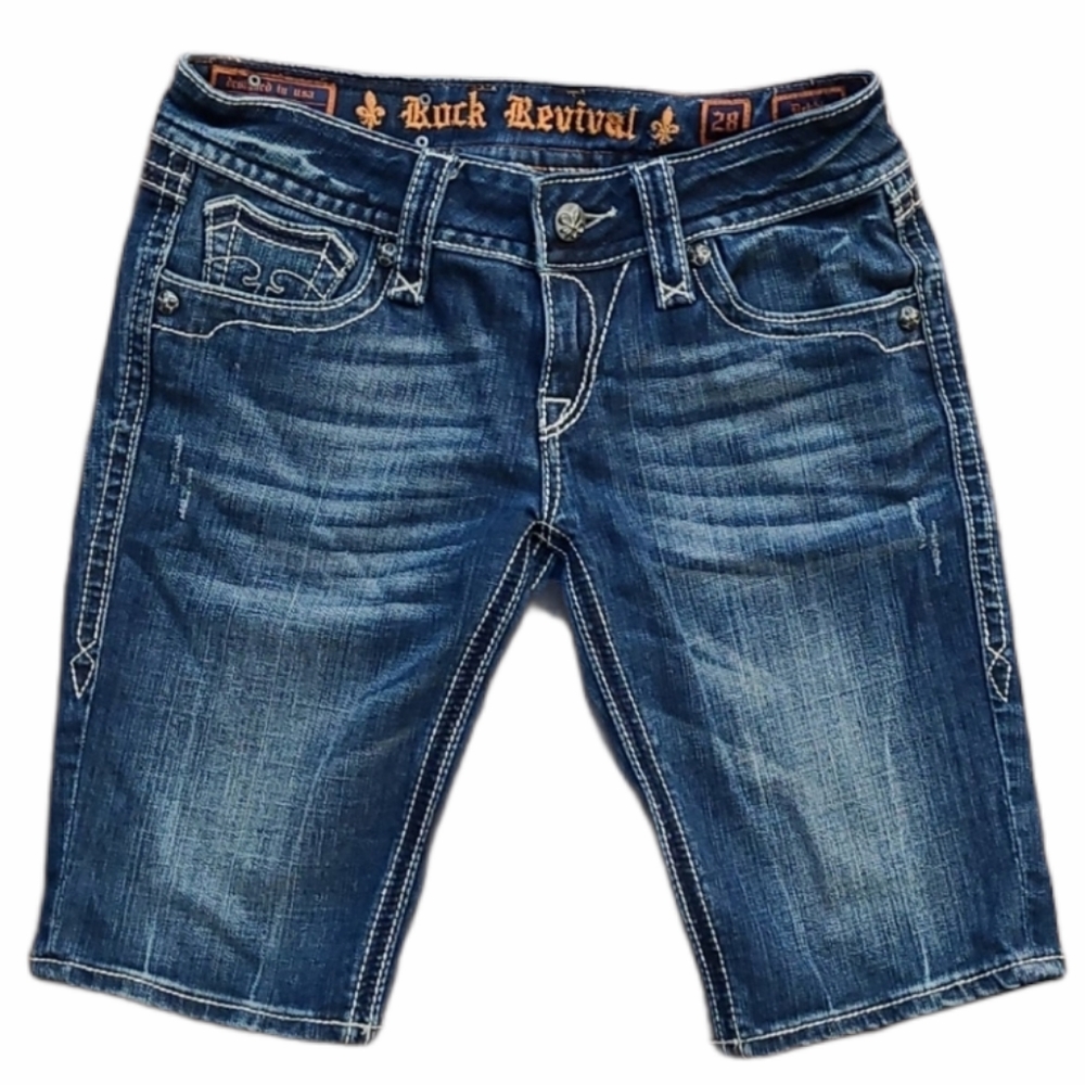 Rock Revival Denim Bermuda Shorts Debbie Size 28